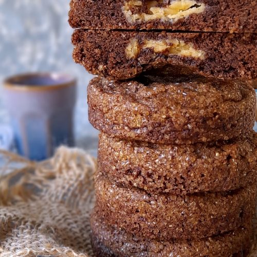 une pile de cookies chocolat coeur mascarpone