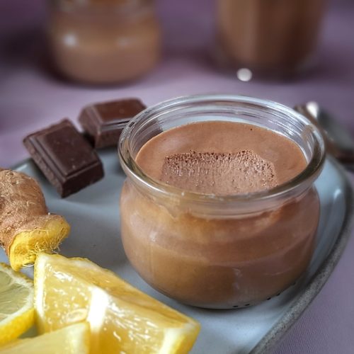 pot de mousse au chocolat au lait au citron gingembre