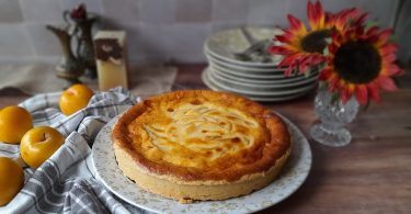 Tarte aux prunes jaunes et appareil au mascarpone